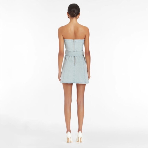 Amanda Uprichard Fae Denim Strapless Mini Dress size S - Picture 3 of 16